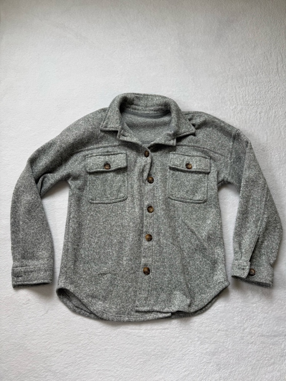 Grey Button-Up Blend Shacket
